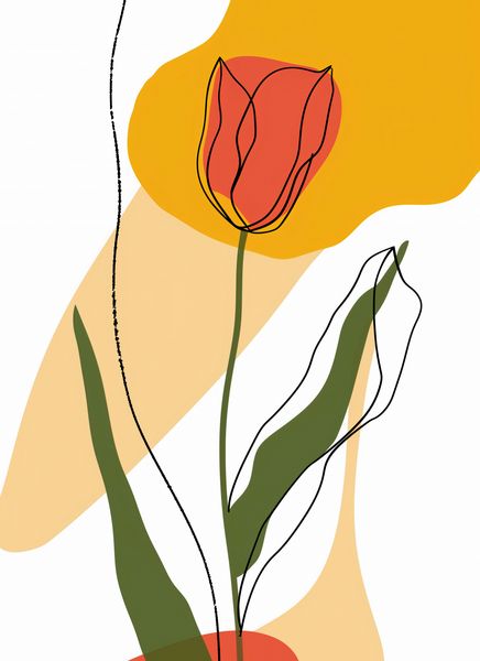 Plakat 40x55cm Przerysowany Tulipan zdjęcie 1