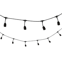 Sznur dekoracjny przewód z oprawkami E27 10szt 6m czarny