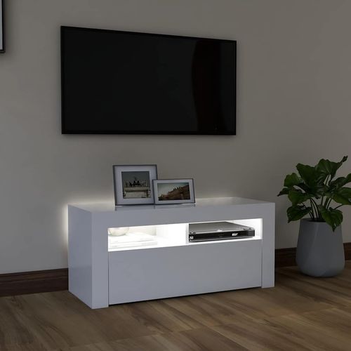 Szafka pod TV z oświetleniem LED, biała, 90x35x40 cm na Arena.pl