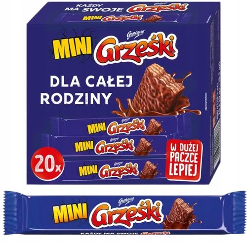 Goplana Mini Grześki Batoniki Wafelki Nadziewane Kakao W Czekoladzie 20x20g na Arena.pl