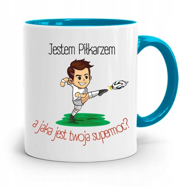 Kubek Błękitny Dla Piłkarza Zawodnika Jestem Z Nadrukiem Ze Zdjęciem zdjęcie 1