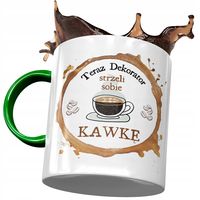 Kubek Zielony Dekoratora Strzeli Sobie Kawkę Z Nadrukiem Ze Zdjęciem