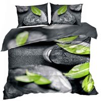 Pościel 3D bawełna satyna 200x220cm KAMIEŃ Z LISTKIEM