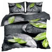 Pościel 3D bawełna satyna 200x220cm KAMIEŃ Z LISTKIEM