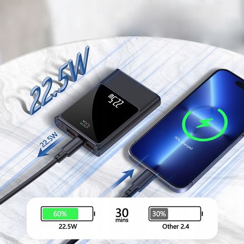 POWERBANK 10000MAH MOCNA SZYBKA ŁADOWARKA 22,5W 2XUSB A/USB-C WYŚWIETLACZ L na Arena.pl