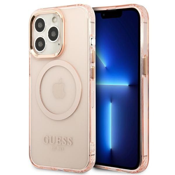 Guess GUHMP13LHTCMP iPhone 13 Pro / 13 6,1" różowy/pink hard case Gold zdjęcie 1