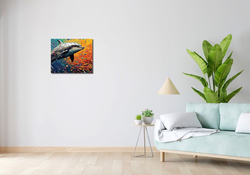 Obraz 50x40cm Delfin w Palecie Barw zdjęcie 2