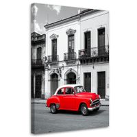 Obraz do salonu biura, Czerwony retro samochód zaparkowany