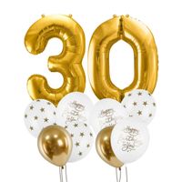 Zestaw balonów na 30 urodziny, biało-złoty