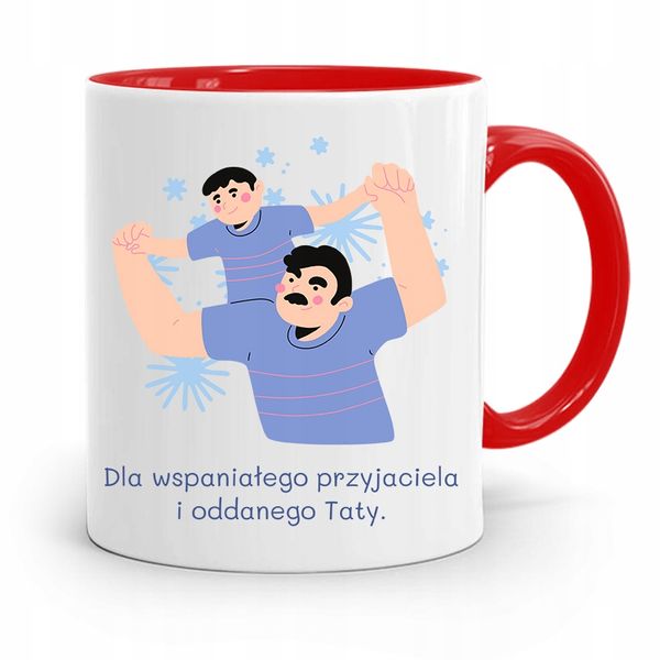 Kubek Czerwony Dla Taty Ojca Dla Oddanego Taty Z Nadrukiem Ze Zdjęciem zdjęcie 1
