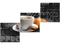 70 90CM OBRAZ 3 ELEM CZARNA KAWA ŚCIENNY DRUK PŁÓTNO