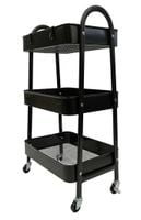 Wózek metalowy organizer mobilny 3 poziomy blokada kółek 79cm czarny