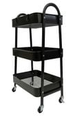 Wózek metalowy organizer mobilny 3 poziomy blokada kółek 79cm czarny