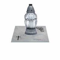 SZKLANA PODSTAWKA POD ZNICZE 25x25cm 498e + napis