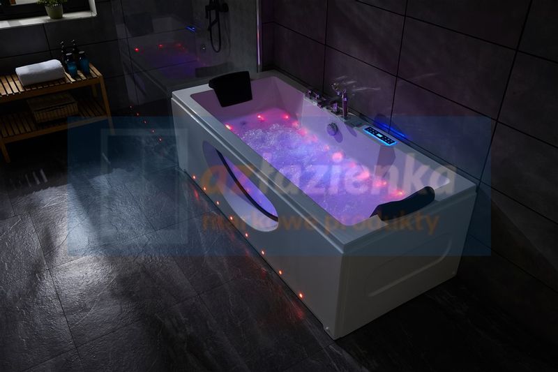 PROSTOKĄTNA WANNA Z HYDROMASAŻEM 180x80 SZYBA NEW! GRZAŁKA zdjęcie 16