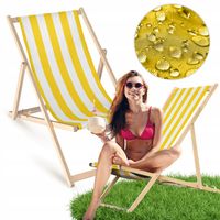 UROCZY ŻÓŁTY LEŻAK OGRODOWY W PASKI EKO LEŻAK Z DREWNA BUKOWEGO ROZKŁADANY