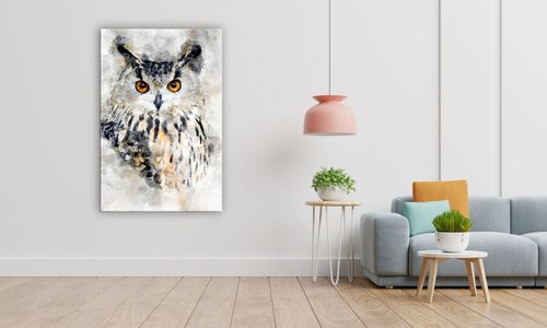 OBRAZ NA PŁÓTNIE 140 Sowa akwarelowa 60x90cm na Arena.pl