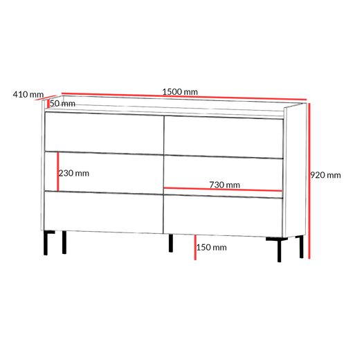 Komoda z szufladami Liam 6S 150 Dąb Cremona na Arena.pl