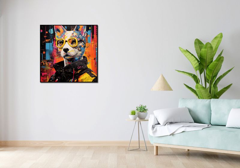 Plakat 80x80cm Kot w Miejskim Stylu zdjęcie 4
