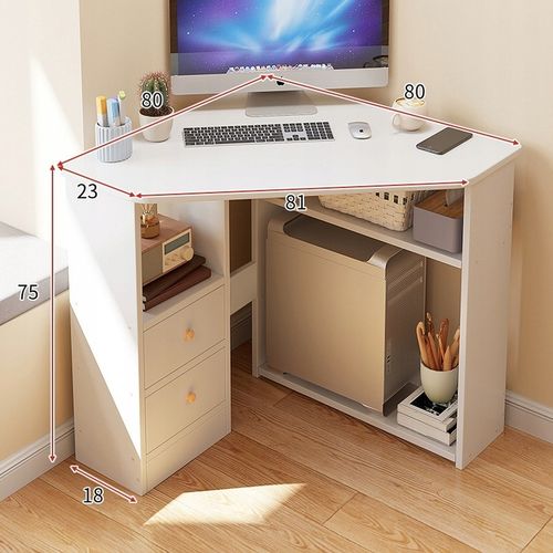 BIURKO NAROŻNE TRÓJKĄTNE KOMPUTEROWE Z PÓŁKAMI NOWOCZESNE BIAŁE LOFT na Arena.pl
