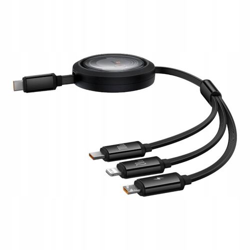 Kabel USB Baseus Free2Draw Retractable Cable 3in1 100W 1,1m black na Arena.pl