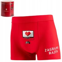Zabawne Bokserki Męskie dla Gracza w Puszce Walentynki CZERWONY MORAJ XXL