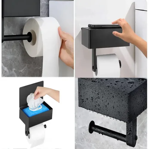 Uchwyt wieszak na papier toaletowy pojemnik z półką na telefon loft na Arena.pl