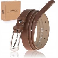 Pasek Damski BRĄZOWY wąski SKÓRA NATURALNA spodni