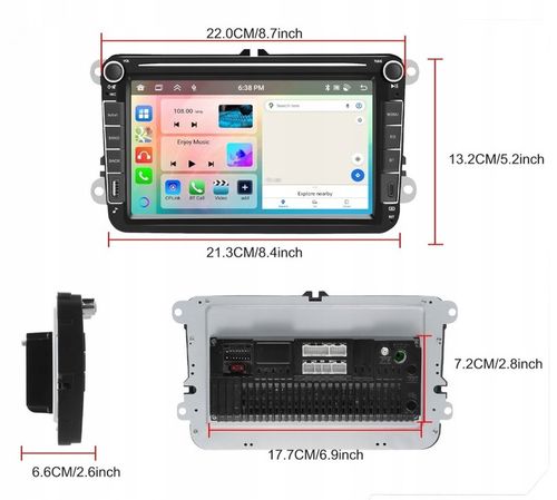 RADIO ANDROID 2DIN 4+64 GB 8 CALI VW PASSAT B6 B7 GOLF 5 V 6 VI SKODA na Arena.pl