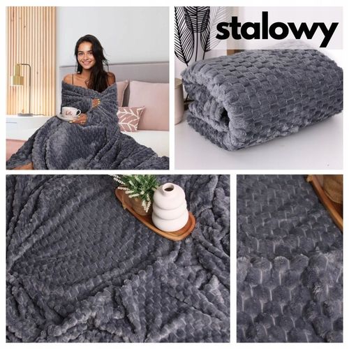 GRUBY KOC WYTŁACZANY 200X220 NARZUTA NA ŁÓŻKO NA KANAPE NA NAROŻNIK PLED na Arena.pl