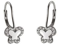 Eleganckie rodowane wiszące srebrne kolczyki motylki butterfly białe cyrkonie srebro 925 K2316
