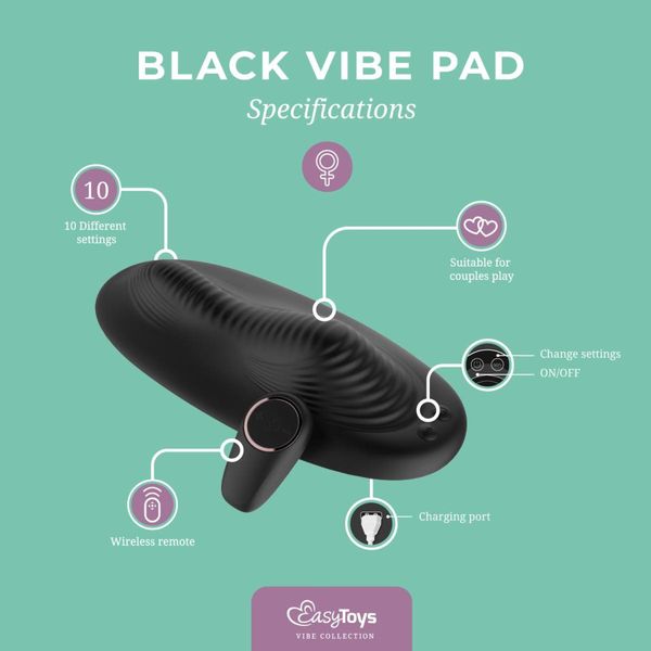 Vibe Pad Double Vibration With Remote Control - Black zdjęcie 6