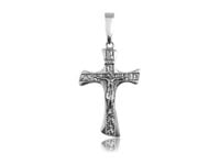 Elegancki oksydowany srebrny wisior dwustronny krzyż z wizerunkiem Chrystusa srebro 925 PT_K3019