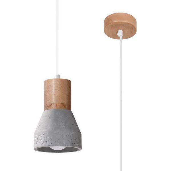 Wisząca lampa loftowa SL.0964 kuchenna nad stół szara drewno zdjęcie 1