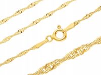 Długi Srebrny Pozłacany Klasyczny Skręcany Łańcuszek Złoty Singapur 50 cm