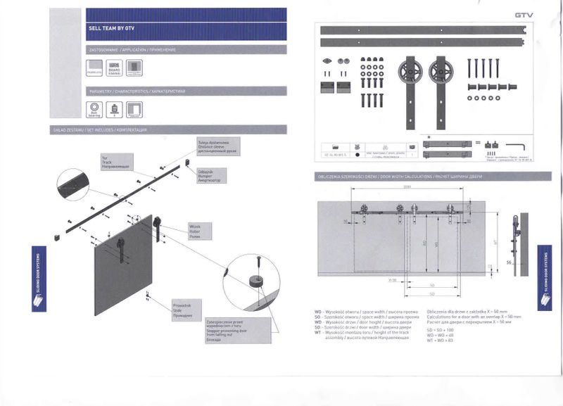 Drzwi przesuwne LOFT wzór Klasyczny, Zestaw, szyna 2m, 1 drzwi zdjęcie 10