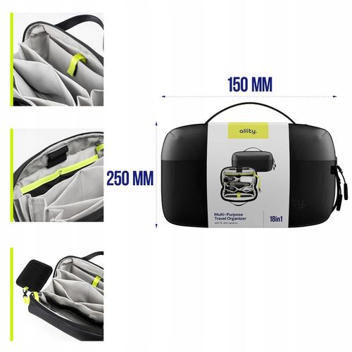 Allity organizer podróżny na elektronikę kosmetyki akcesoria pojemy czarny na Arena.pl