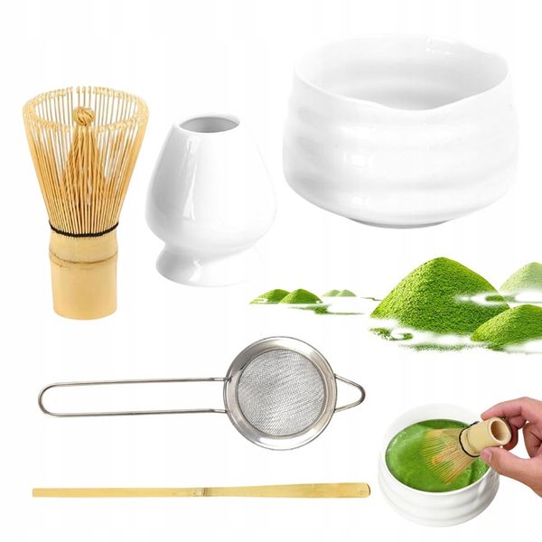 Zestaw Do Herbaty Matcha 5 Elementów Bambusowo-Ceramiczny zdjęcie 6