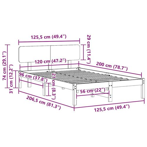 Łóżko z wezgłowiem 120 x 200 cm z litego drewna sosnowego na Arena.pl