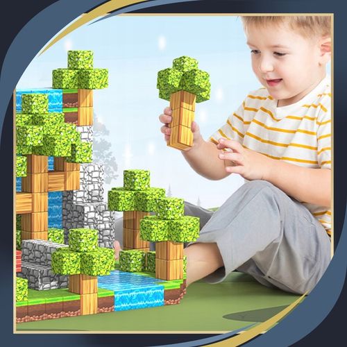 KLOCKI MAGNETYCZNE Sześciany Piksele Dla dzieci 200 KLOCKÓW + 2 LUDZIKI na Arena.pl