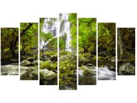 80CM 140CM OBRAZ 7 ELEM WODOSPAD ZIELENI ŚCIENNY