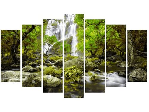 80CM 140CM OBRAZ 7 ELEM WODOSPAD ZIELENI ŚCIENNY na Arena.pl