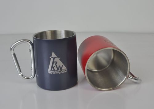 Kubek aluminiowy z karabińczykiem, logo, grawer 250ml 50szt. zielony na Arena.pl