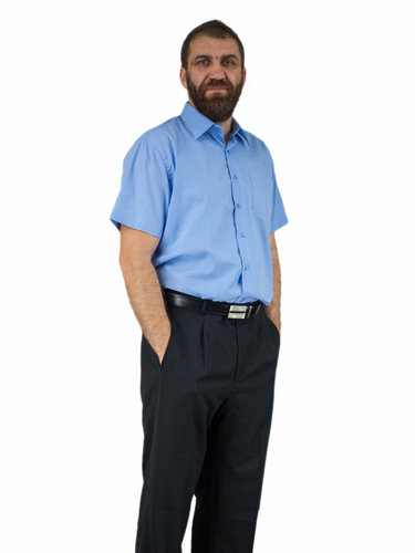 Koszula męska NIEBIESKA INDYGO z krótkim rękawem BAWEŁNIANA! 43/44 - XL/XXL na Arena.pl