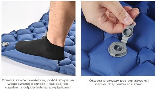 ULTRALEKKA MATA WBUDOWANA POMPKA KARIMATA GRUBY WYGODNY MATERAC ŁÓŻKO BLUE na Arena.pl