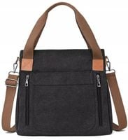 TORBA TOREBKA DAMSKA NA RAMIĘ POJEMNA MOCNA CZARNA MIEJSKA LISTONOSZKA