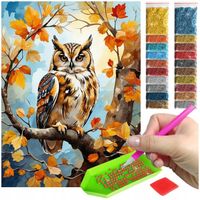 Haft diamentowy diamond painting mozaika dla dzieci 5d sowa jesień drzewo