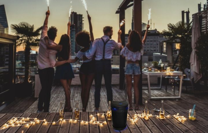 GŁOŚNIK BLUETOOTH PRZENOŚNY MANTA XBASS 360 100W TWS USB MP3 WODOODPRONY zdjęcie 5