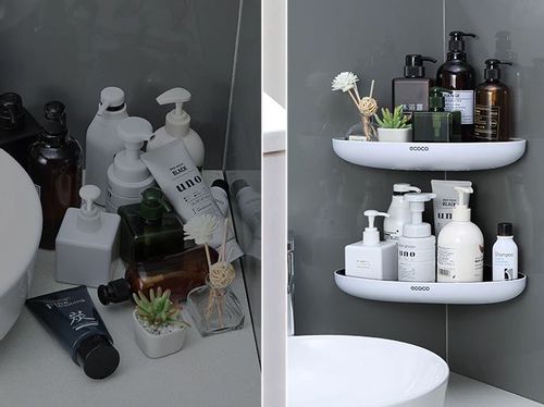 2x PÓŁKA ŁAZIENKOWA NAROŻNA POD PRYSZNIC ECOCO czarno-biała na Arena.pl