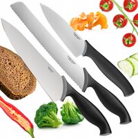FISKARS ZESTAW 3 NÓŻY KUCHENNYCH DO KROJENIA CHLEBA OBIERANIA SZEFA KUCHNI
